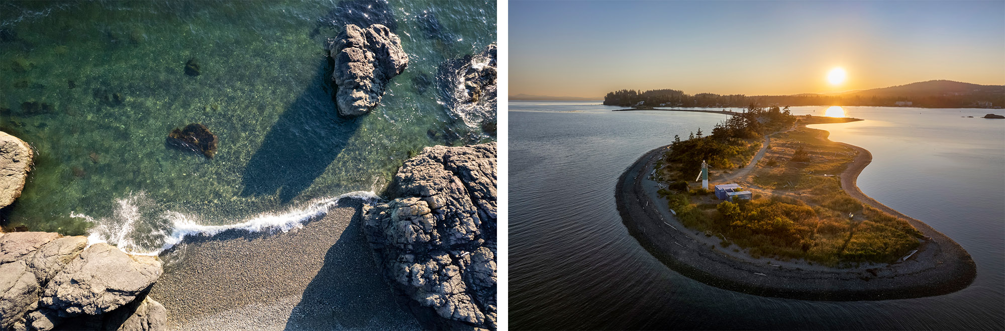 Gorgeous drone photography of the Sooke Harbour area.