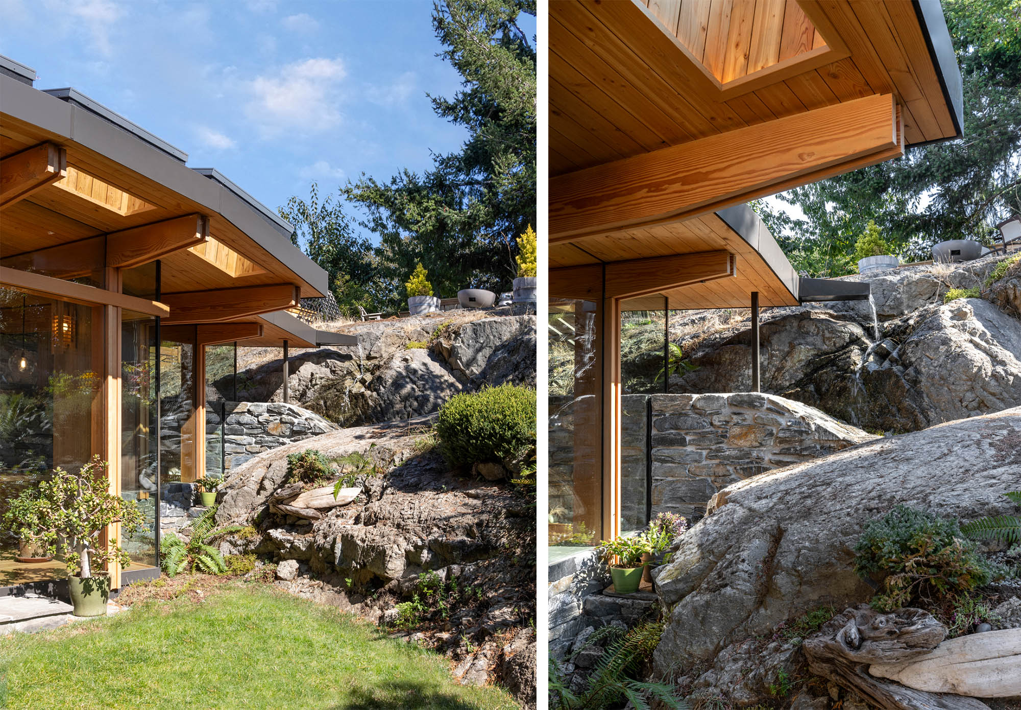 Wood timber detailing featured in the Grotto sunroom addition.