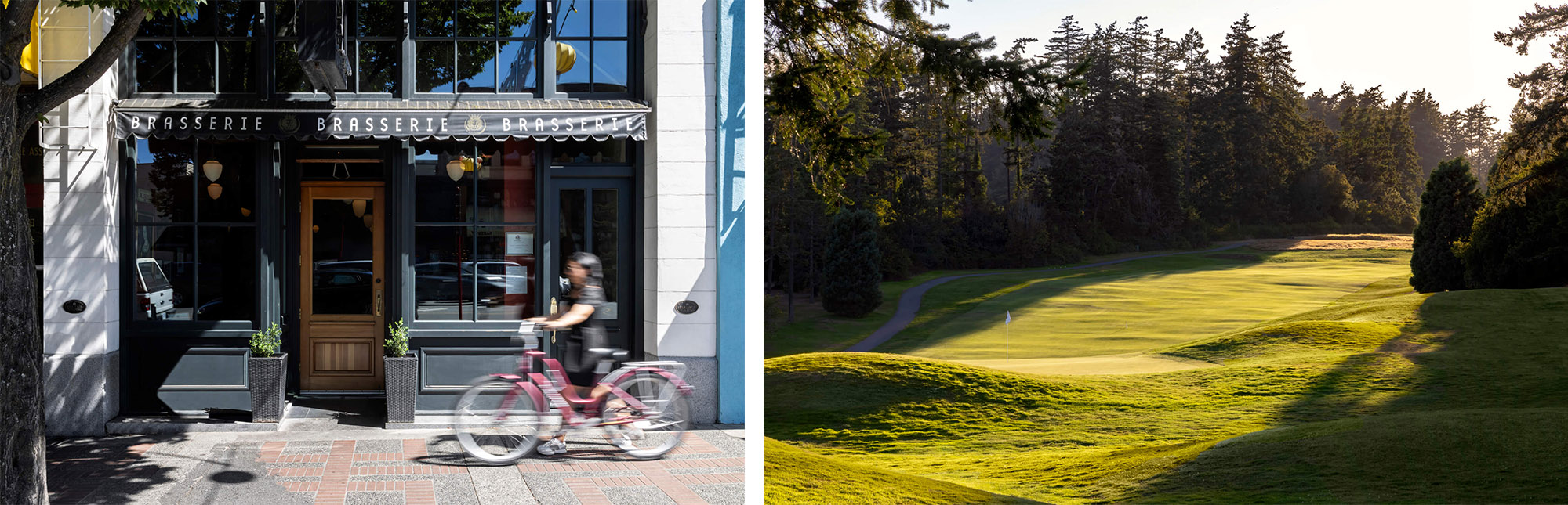 Active transportation and leisure activities in the near downtown Victoria, BC.
