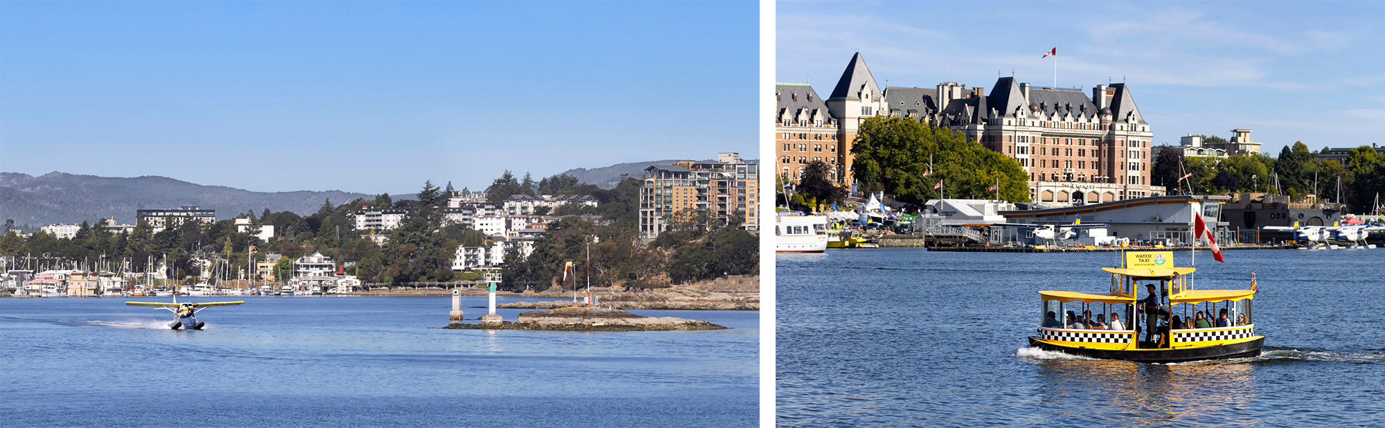 Views of Victoria's stunning inner harbour and Sooke hills.
