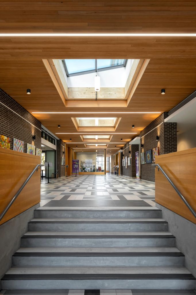 Civic institutional foyer with skylights, interior design architectural photography Vancouver, Victoria, Cowichan Valley, Nanaimo.