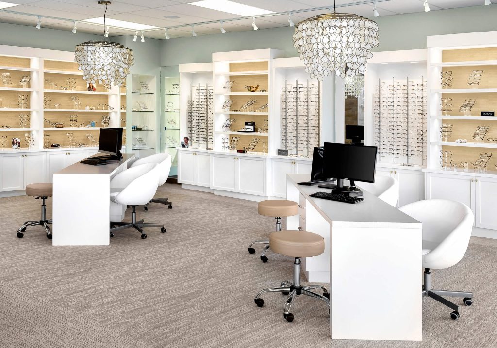 Modern optometrist office commercial interior design photography in Vancouver, Victoria, and beyond.