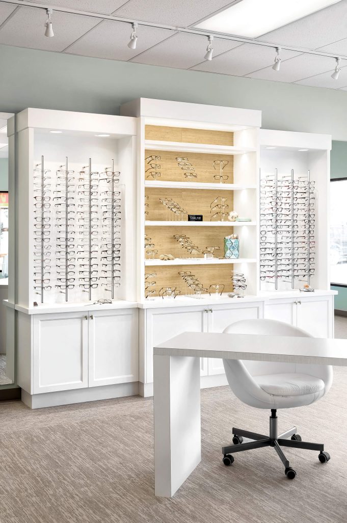 Modern optometrist office commercial interior design photography on Vancouver Island by Tony Colangelo.