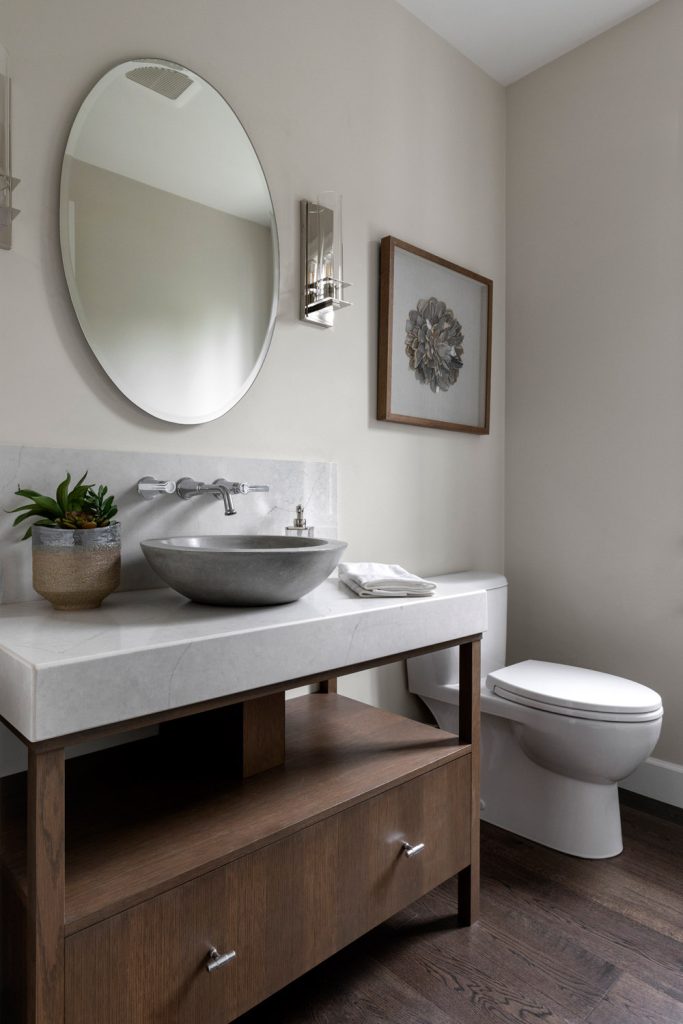 Granite slab bathroom vanity interior design detailing photography in Vancouver.